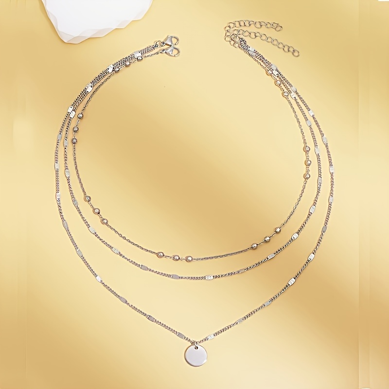 Women's Three-layer Round Pendant Necklace Set